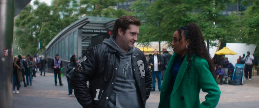 Daniel and BB in the plaza outside the Staten Island Ferry.