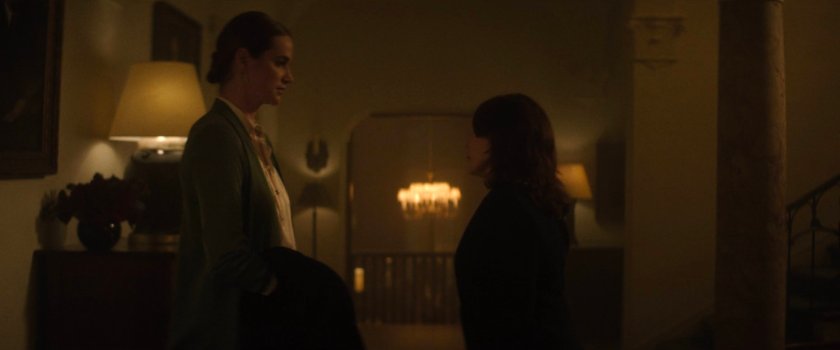 Governor Marge McCaffrey and her aide in the Governor's residence.