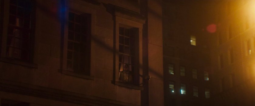 Mayor Fisk watching protest from his window in City Hall.