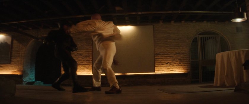 Daredevil and Fisk fighting in his dungeon.