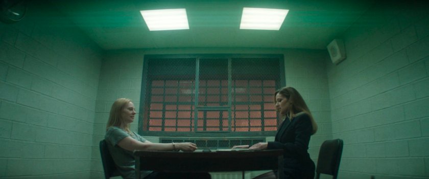 Karen being interviewed by Heather in a 15th Precinct Interrogation room.