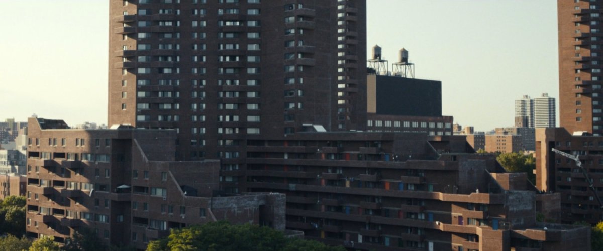 Aerial view of Frank's apartment building.
