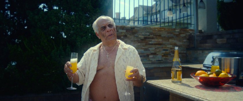 Benny Gnucci on the patio of his mansion.