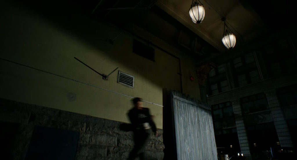 Ben chasing Addison through a dark alley.