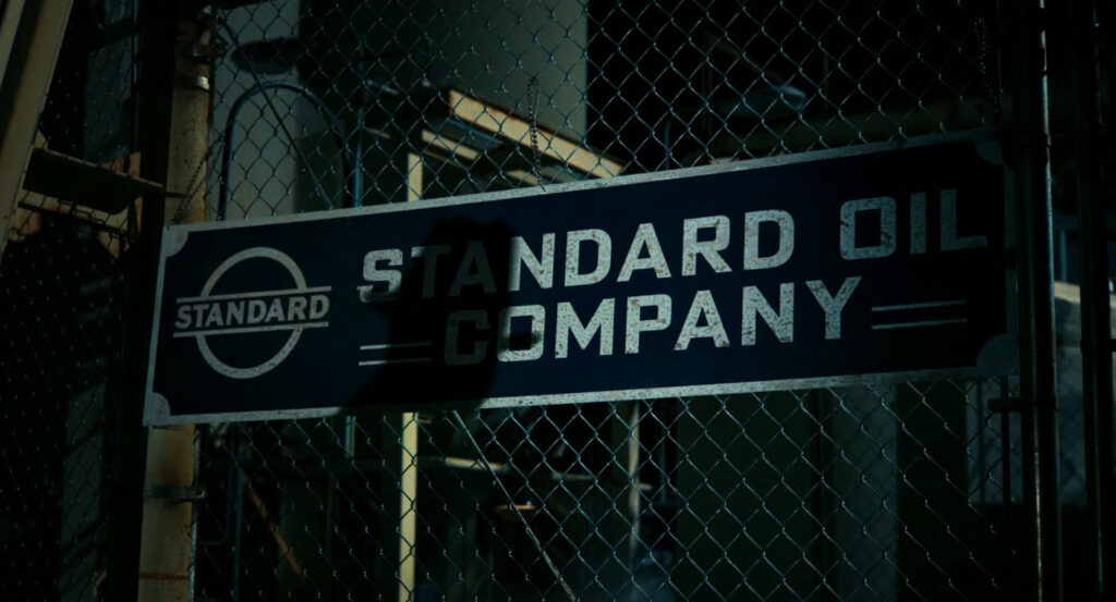 Sign outside a Standard Oil refinery.