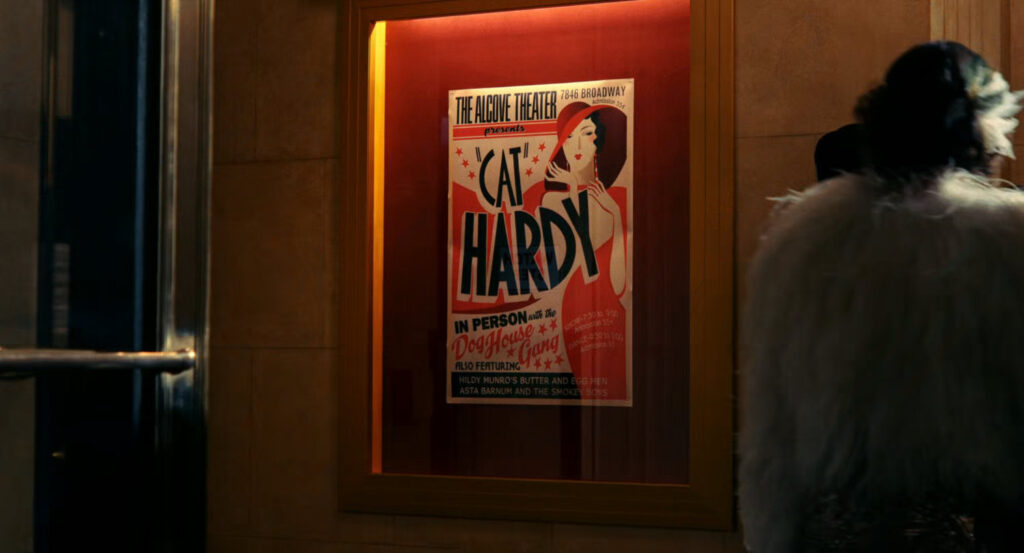 Poster outside the Alcove Theater advertising Cat Hardy.