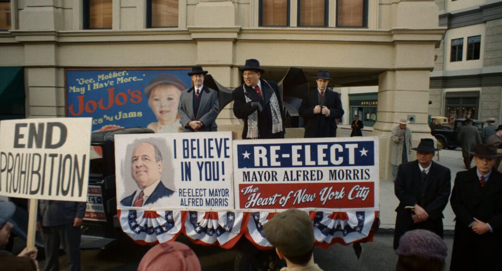 Mayor Alfred Alfred Morris giving a stump speech on a street corner.