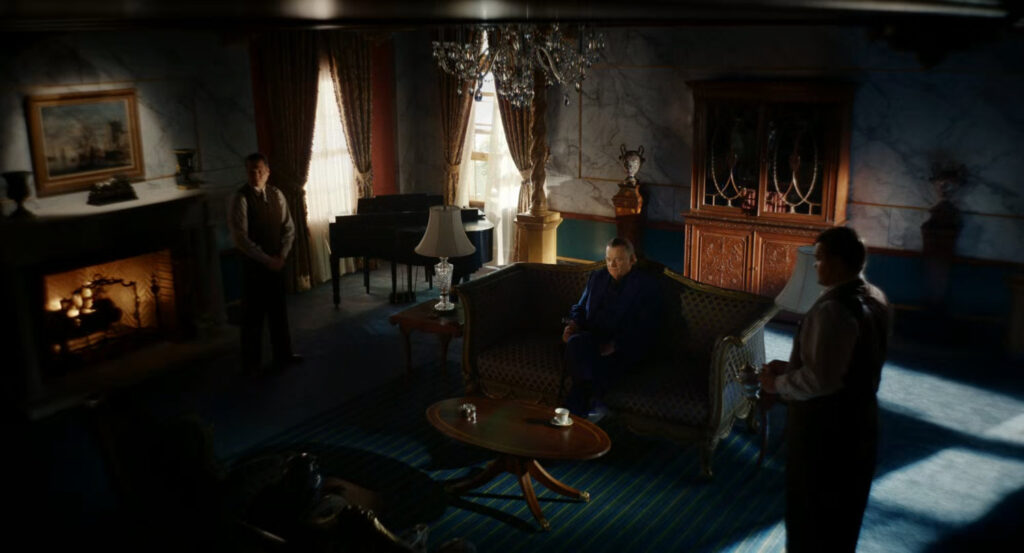 Silvermane, Perry, and Pudge in the penthouse of the Hillhurst Hotel.