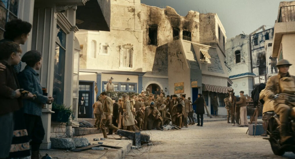 Flashback of rescued soldiers posing for a photo during the war in France.