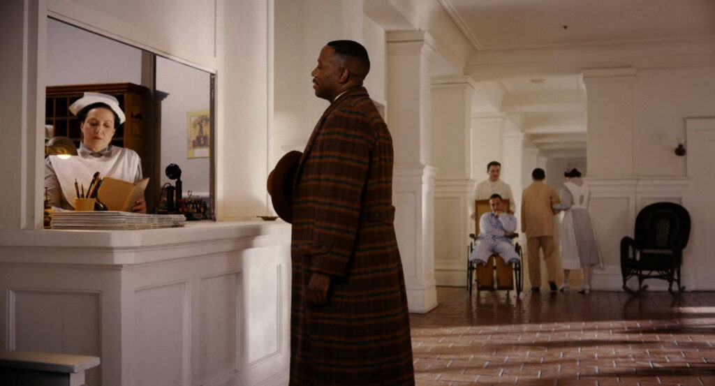 Robbie speaking to a nurse at the VA Hospital.