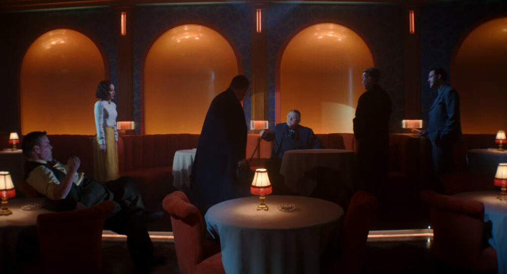 Cat, Silvermane, and his men in the Alcove Theater.