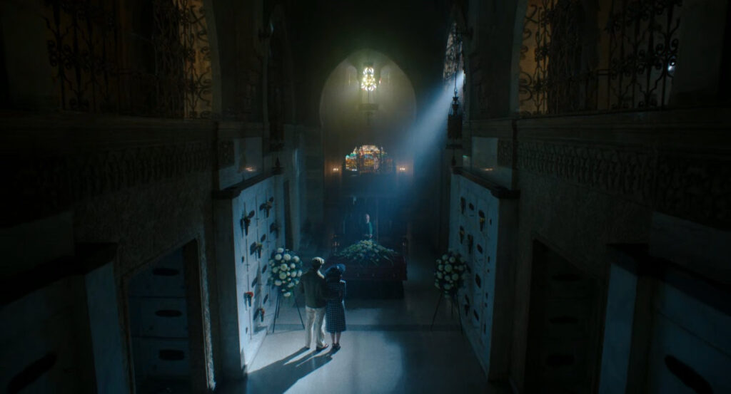 Cat and Flint in a mausoleum in New York.