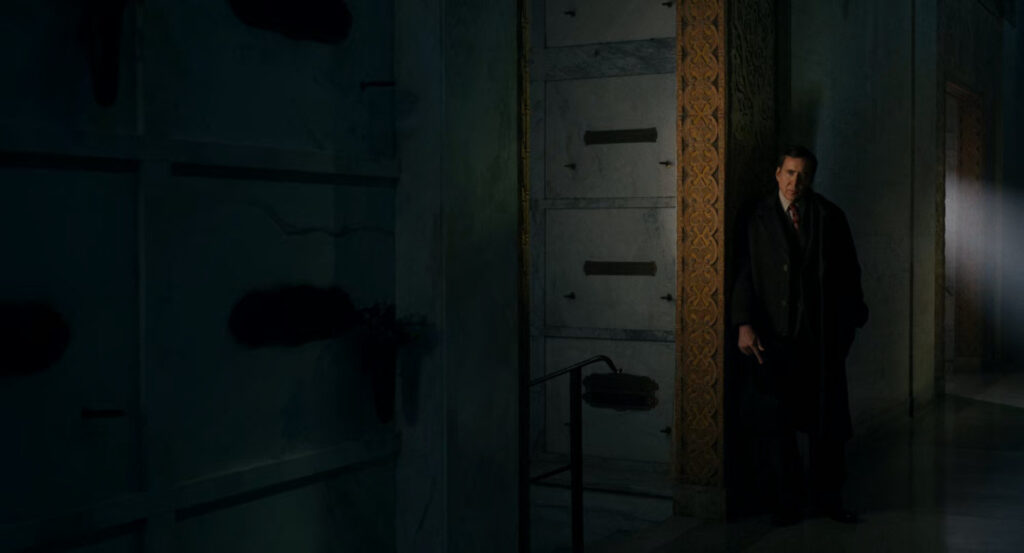 Ben in a mausoleum in New York.