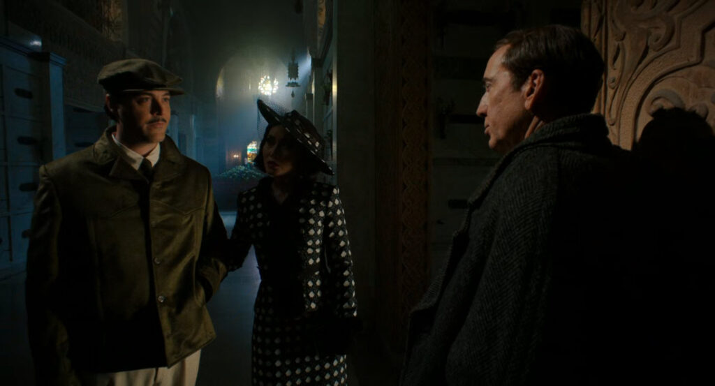 Cat, Flint, and Ben in a mausoleum in New York.