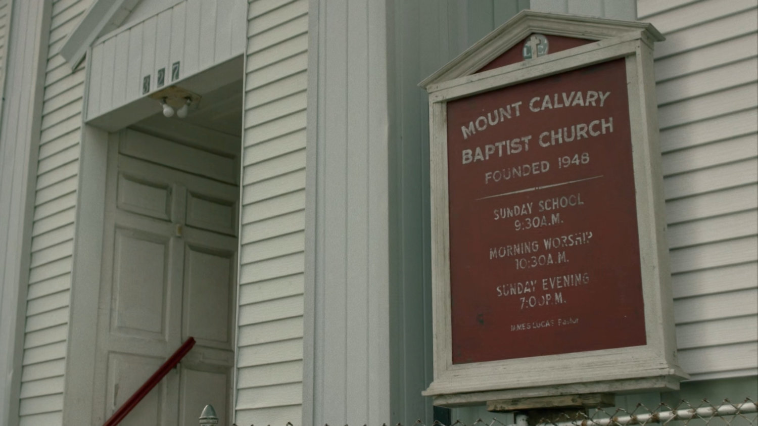 Luke and Claire approach the Mount Calvary Baptist Church.
