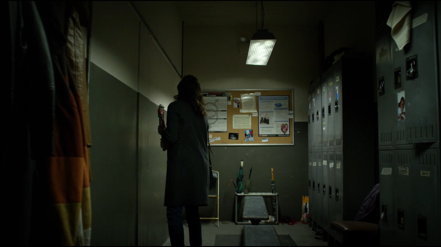 Claire in the basement lockers of Harlem's Paradise.